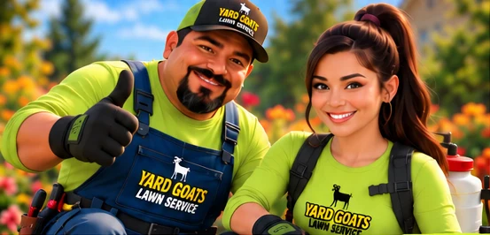 Gus and Yard Goats crew member smiling at the camera